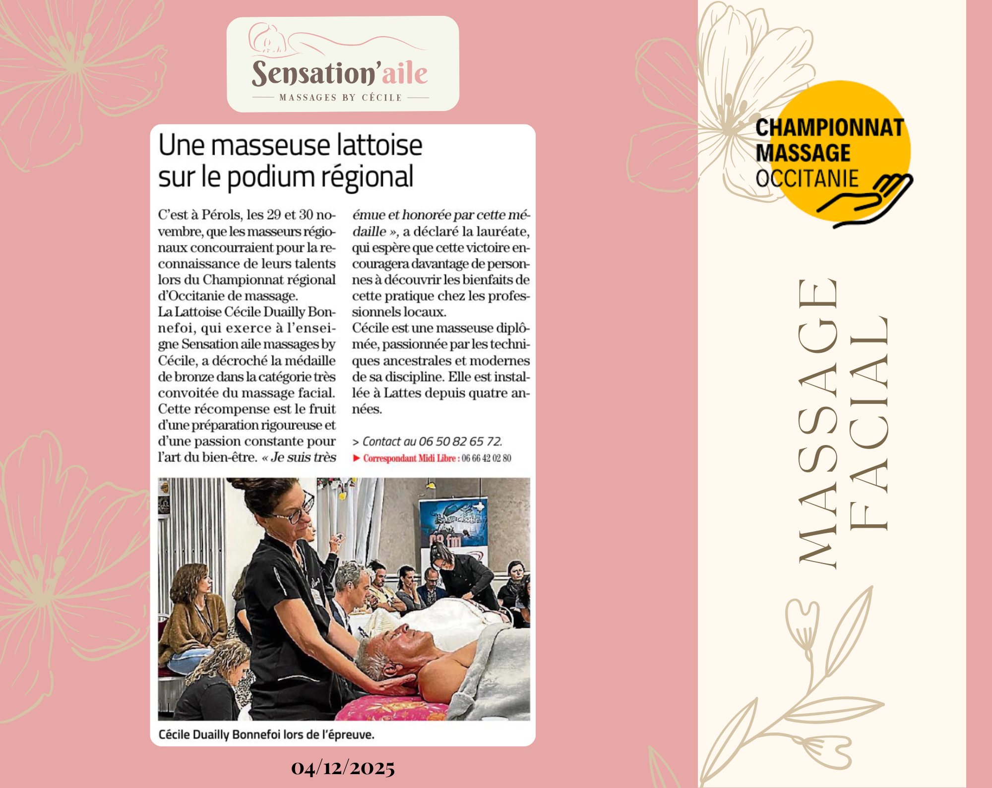 Cécile au championnat régional de massage